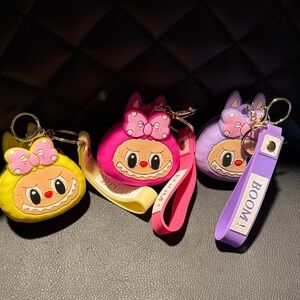 Cute Keychain Set for Kids - Yellow, Pink, Purple